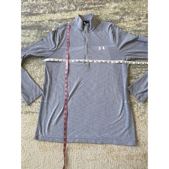 Under Armour 1/4 Zip Pullover Shirt Mens L Gray Lightweight Mock Neck Golf - Picture 2 of 8